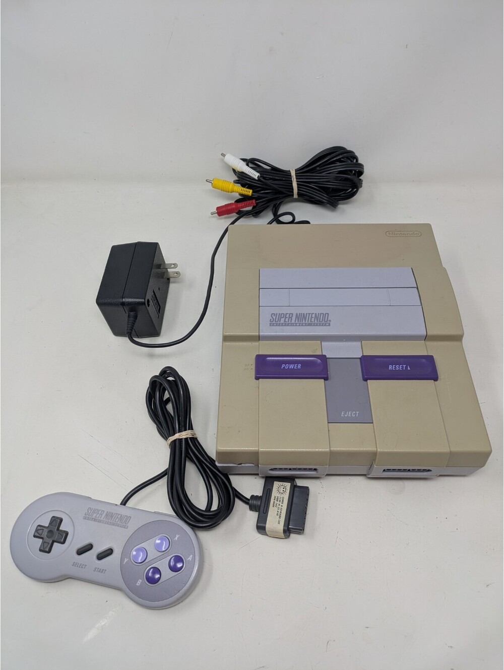 Super Nintendo SNES Console Bundle With Controller Cables Tested